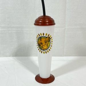 Disney World Simba Plastic Souvenir Cup with Straw Hakuna Matata Lion King EUC.